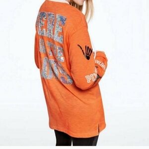 Victoria's Secret VS PINK Halloween Bling Here for the Boos  Lace Up Shirt Sz XS